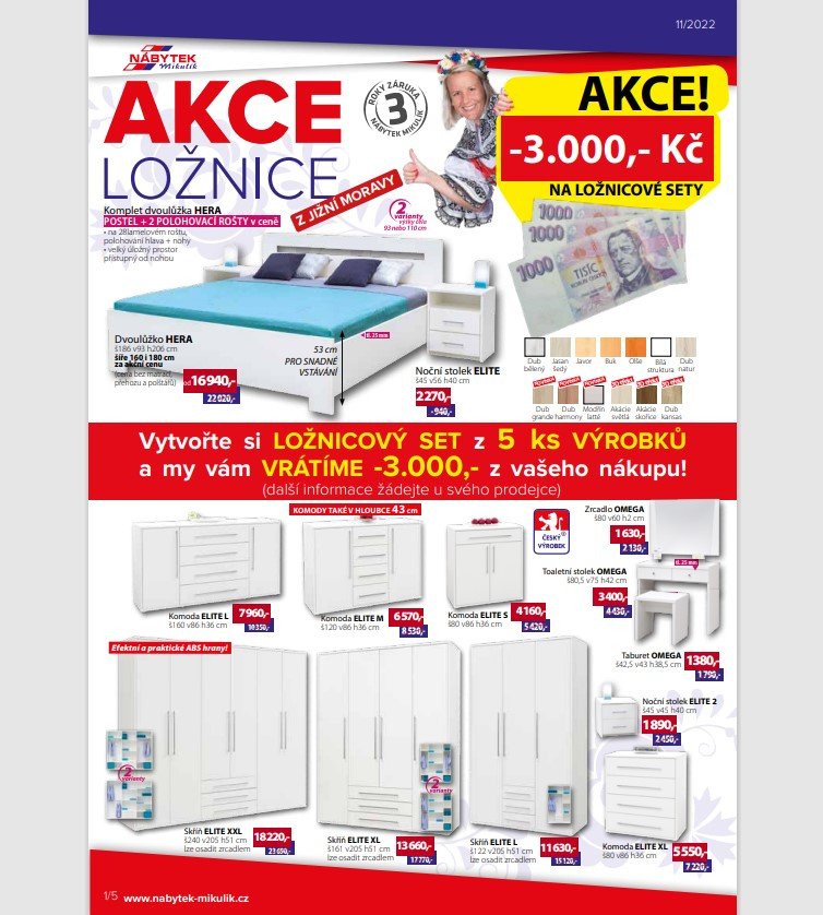 Nábytek Mikulík, akce LOŽNICE -3.000,- Kč 1