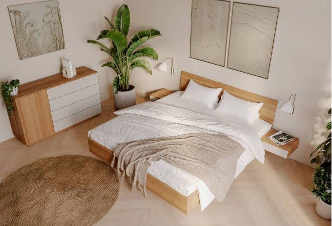 JELÍNEK ložnice AMI dub a materiál Woodtouch béžová